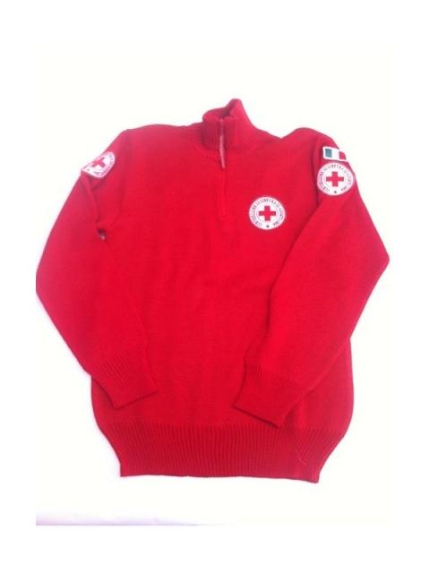 maglione zip antipilling cri rosso